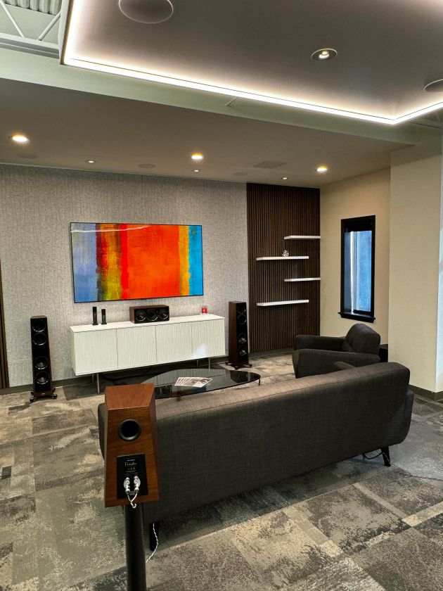 ZOME Showroom: Media Room with dark wood accents